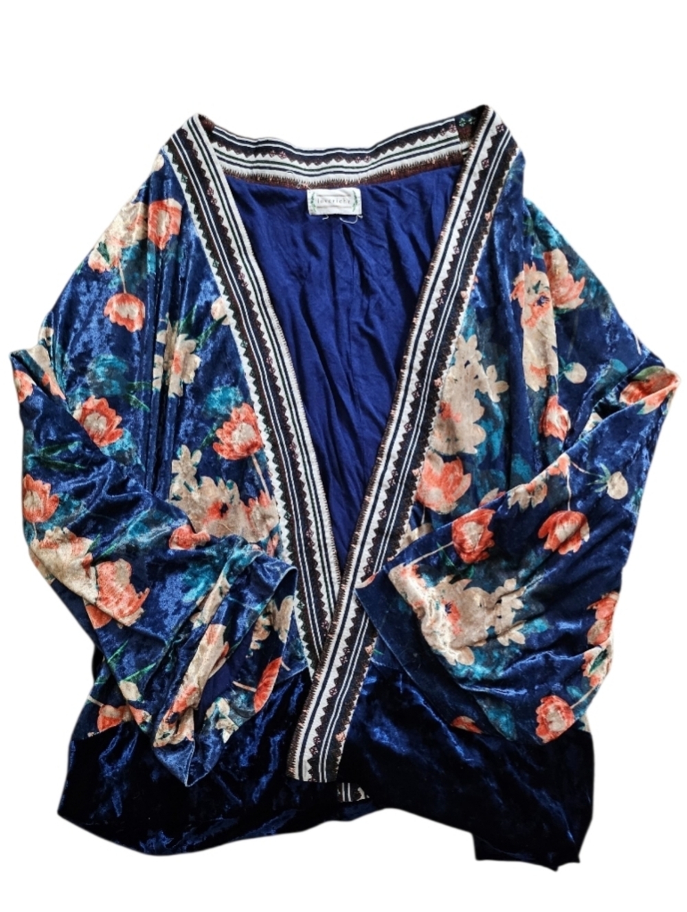 Loveriche LG Calliope Boho Festival Velour Floral Kimono Jacket Drop Shoulder - Picture 14 of 14
